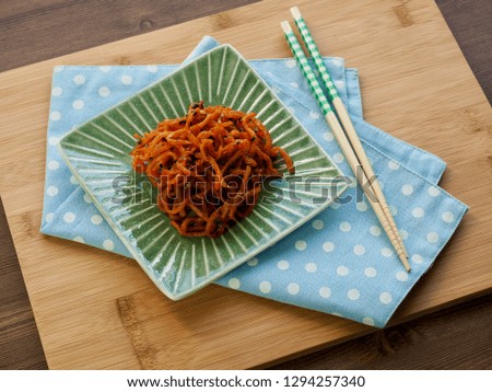 Korean food Dried shredded squid 
