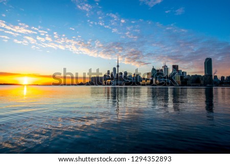Toronto skyline with a Beautiful sunset