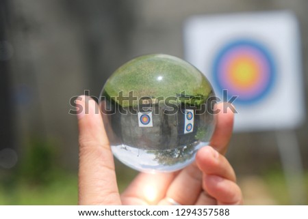 Little globe made of glass. Closeup.