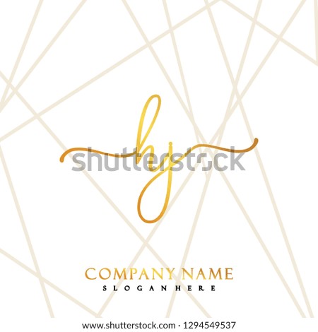 HJ Initial Handwriting logo template vector