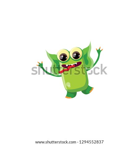 cute green monster cartoon icon