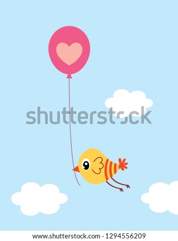 valentine love bird with ballon vector