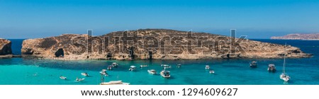 A panorama picture of the Comino Island and the Blue Lagoon, in Malta.
