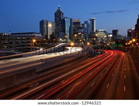 Atlanta rush-hour at night - long exposure