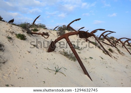 Anchors Graveyard at Barril Beach, Algarve, Portugal