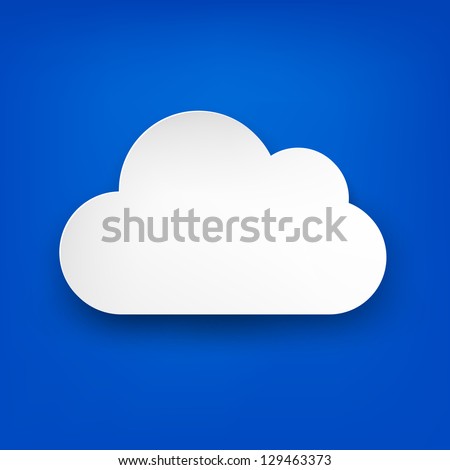 Vector abstract white paper cloud over blue. Eps10.