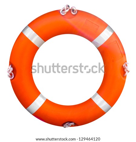 Life buoy isolated over a white background Royalty-Free Stock Photo #129464120