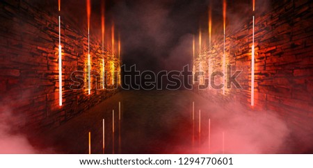 Bright multicolored grunge background of an empty room with concrete walls and floor. Pink and blue neon light, smoke. 3d illustration