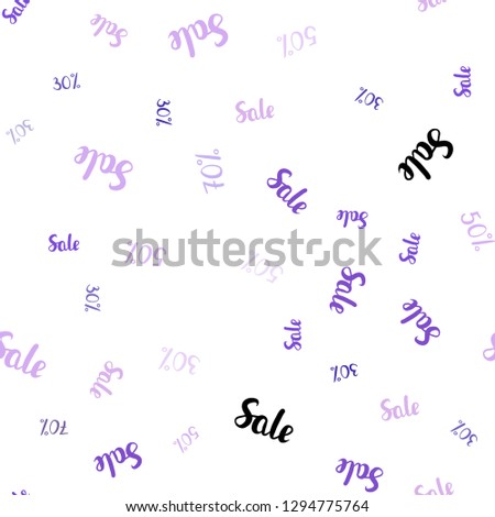 Light Pink, Blue vector seamless template with 30, 50, 70% selling. Abstract illustration with colorful gradient symbols of sales. Design for business ads, commercials.