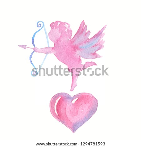 Watercolor cupid heart 