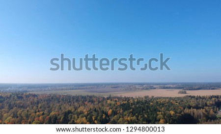 Aerial photo of countryside in Belarus in early autumn 