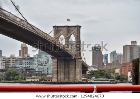 Brooklyn Bridge viewed from New York City Lower Manhattan.
