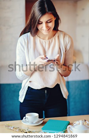 Woman take photo on her food