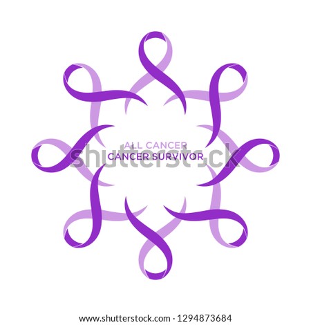 Cancer ribbon lavender or purple color representing the support of tackling cancers. The ribbons circular as a symbol of cancer. Vector illustration EPS.8 EPS.10