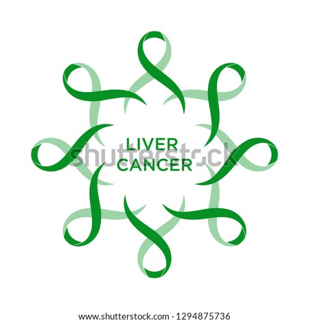 Cancer ribbon emerald color representing the support of tackling cancers. The ribbons circular as a symbol of cancer. Vector illustration EPS.8 EPS.10