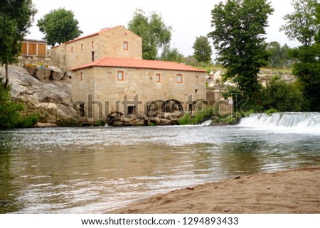 A picture with a Tilt and shift lens of a mill-house in Vilar de Mouros, Portugal.