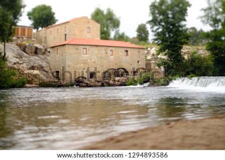 A picture with a Tilt and shift lens of a mill-house in Vilar de Mouros, Portugal.