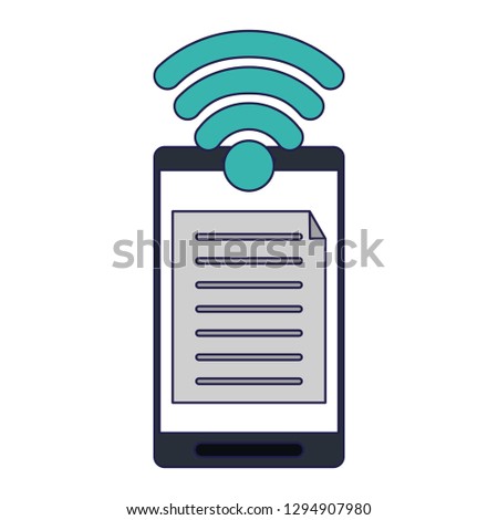 Smartphone music document with wifi symbol