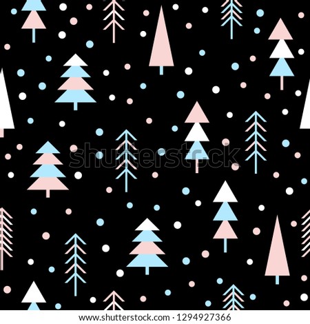 Handmade graphic forest seamless pattern. Abstract tree for design brthday card, modern party invitation, winter season shop sale, holiday advertising, bag print, t shirt etc.