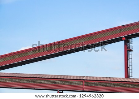 Abstract image of a conveyor system in the port of Rostock Warnemuende