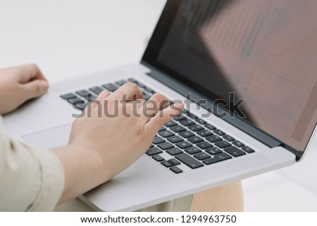 close up.businesswoman working on a laptop in the office