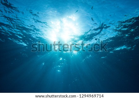 Underwater Sunburst Ocean Background Royalty-Free Stock Photo #1294969714