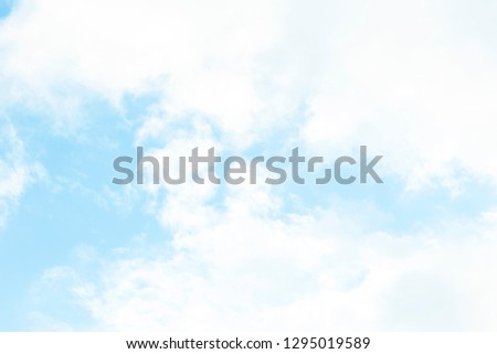 Blue sky with big white clouds. Copy space. Place for text. 