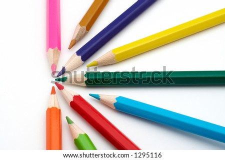 Colored school pencils closeup