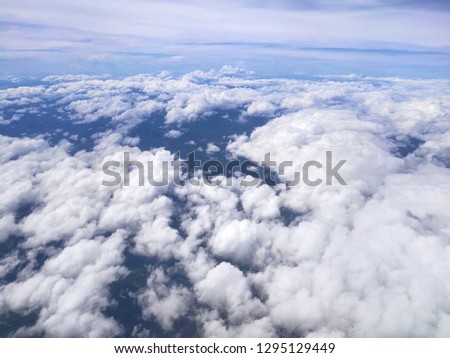 View of sky, cloudscape which take from Airplane for nature background. Defocus picture.