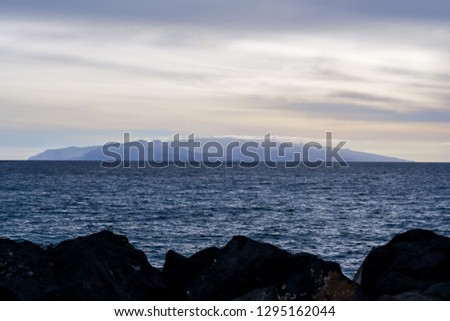 Ocean Coast's View Sunset Clouds and mountains in Tenerife South, Tenerife, Canary Islands