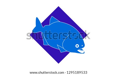 Logo more piranha on the background of purple diamond