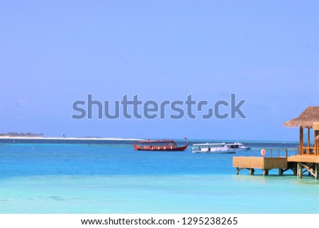 Over-water villa and beautiful ocean at Maldive resort