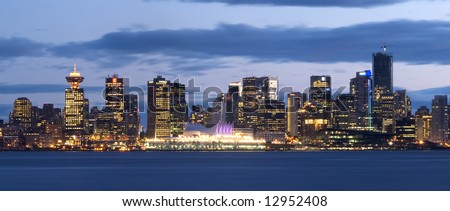 Vancouver, Canada. Nocturnal Skyline