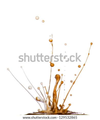 Splash of brown liquid isolated on white background