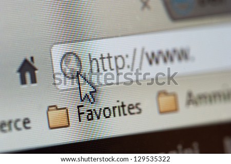 Browser: macro shot of www and cursor Royalty-Free Stock Photo #129535322