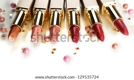 Beautiful lipsticks, isolated on white