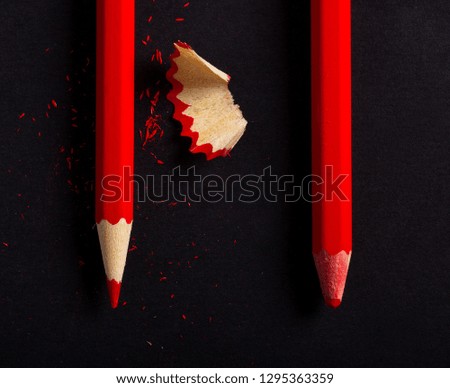 Сoncept before after worker professional amateur Сontrast work labor indicator pencil red