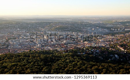 City view from the TV-Tower in the city of Stuttgart Royalty-Free Stock Photo #1295369113
