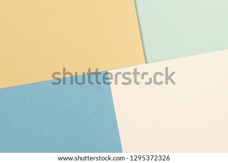 Abstract geometric paper background pastel colors. Fashion trend colors. Minimal concept. Flat lay, Top view. Copy space