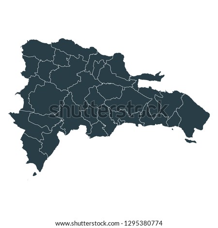 Dominican Republic map on White background vector, Dominican Republic Map Outline Shape Gray on White Vector Illustration, High detailed Gray illustration map Dominican Republic. Royalty-Free Stock Photo #1295380774