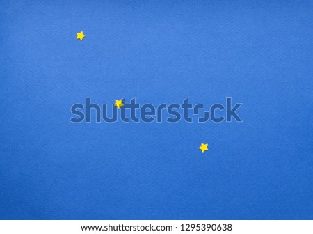 The launch into space. Flying rocket through the clouds. Start up of the space rocket. Rocket ship in flat design on blue background. 3d paper . Concept of business launch. Paper cut.