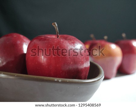 Sweet apple with steam leaf. Photoshoot fruit