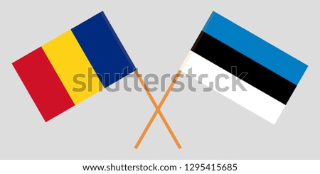 Estonia and Romania. The Estonian and Romanian flags. Official colors. Correct proportion. Vector illustration