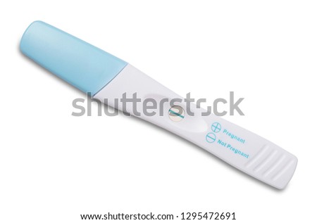 Picture of a blue pregnancy test with not pregnant results