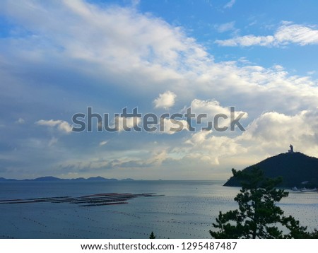 sky with sea in Haenam County, end of land in South Korea
