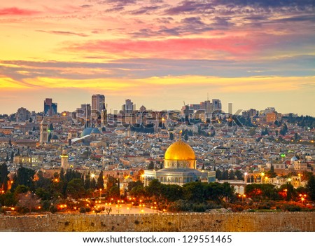 View to Jerusalem old city. Israel Royalty-Free Stock Photo #129551465
