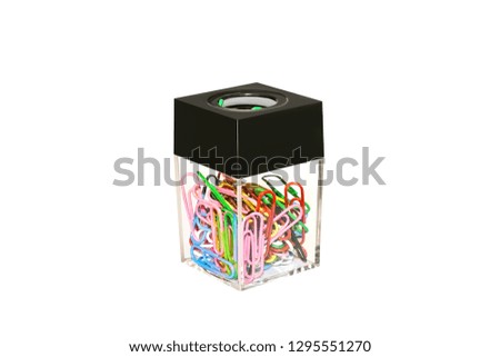 Paper clip dispenser isolated on white background