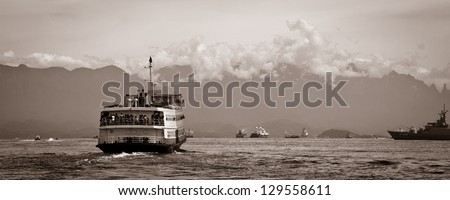 Barca Rio-Niteroi ferry boat on Baia de Guanabara in Rio de Janeiro, Brazil
