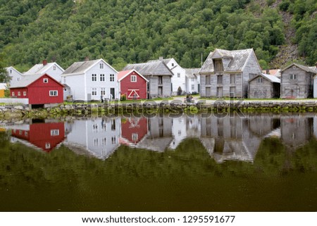 Typical Norwegian cabins, Laerdal village, Norway, Scandinavian.