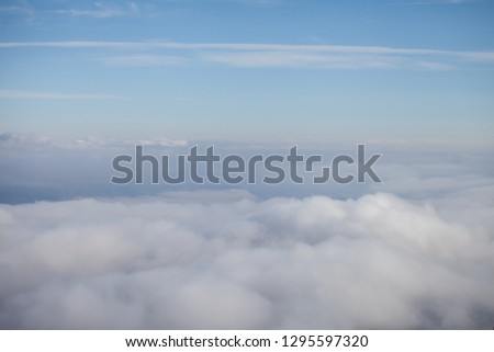 cloudy sky and bad weather with fog and mist overhead view